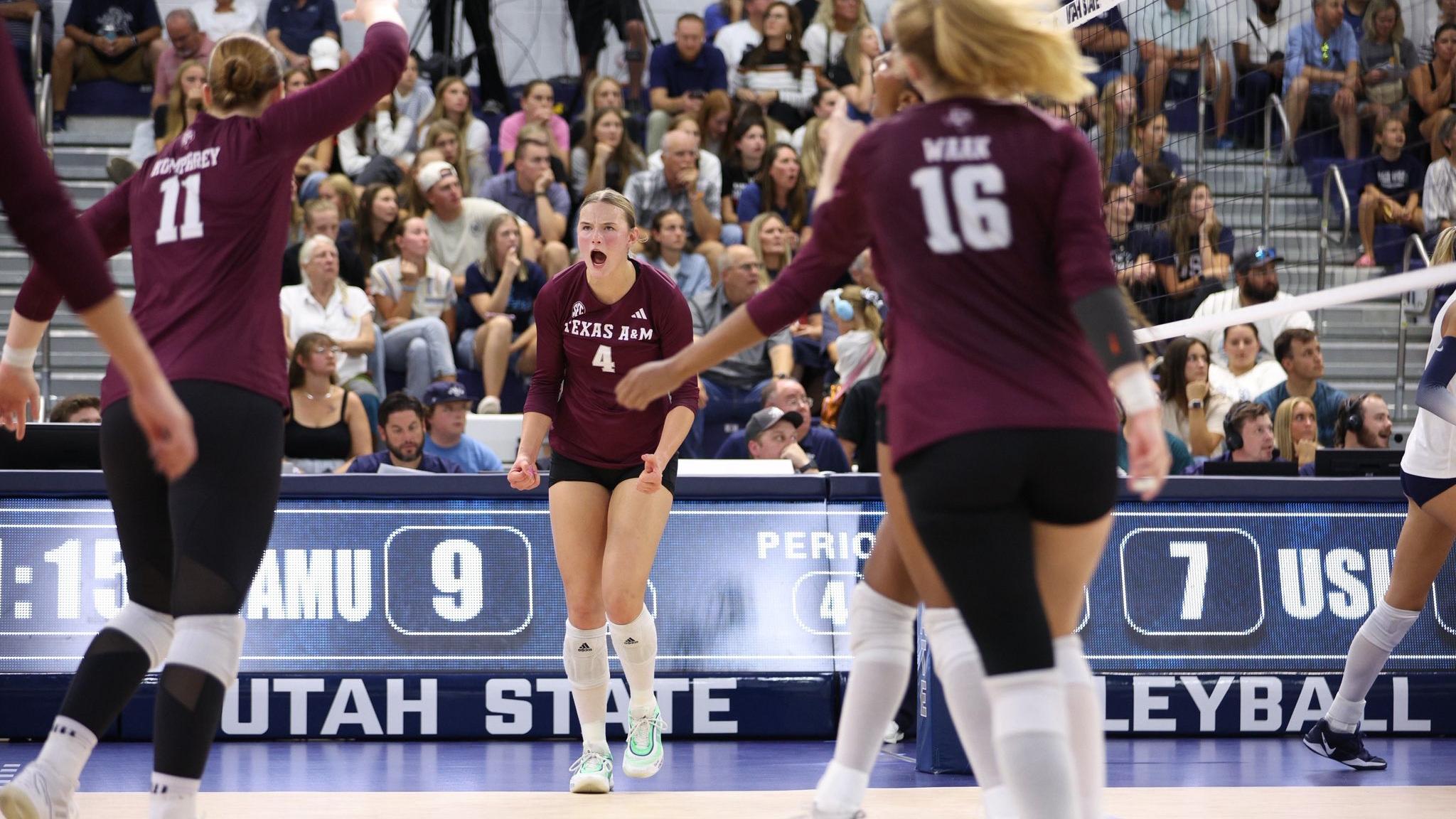 Texas A&M volleyball win over Utah State